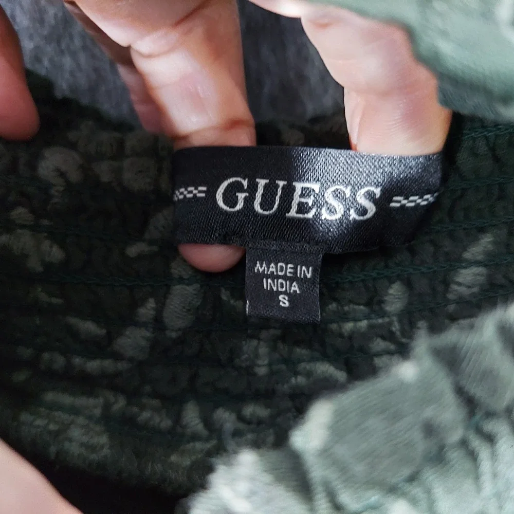 GUESS Outfit Women M Floral Embroidered Off Shoulder Top Pants Wide‎ Leg Smocked